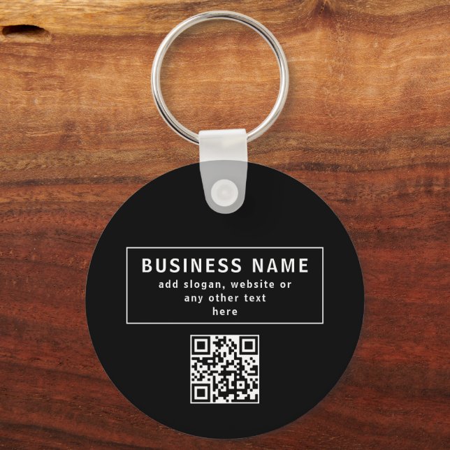 Upload QR code or Logo | Modern Black Keychain (Front)