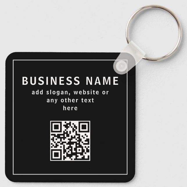 Upload QR code or Logo | Modern Black Keychain (Back)