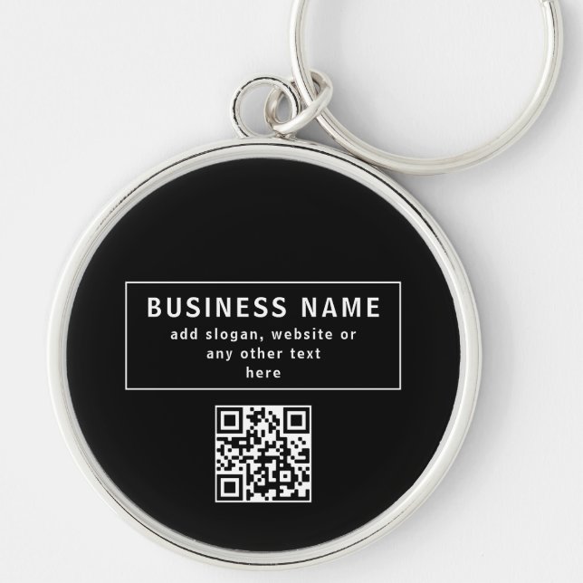 Upload QR code or Logo | Modern Black Keychain (Front)