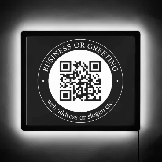 Upload QR code or Logo | Modern Black LED Sign | Zazzle
