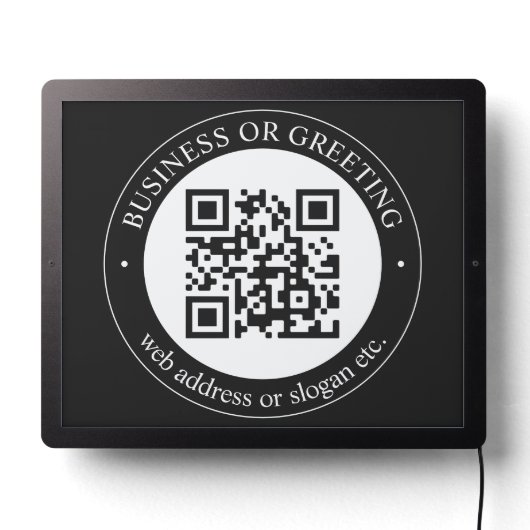 Upload QR code or Logo | Modern Black LED Sign (Lights Off)