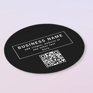 Upload QR code or Logo Modern Black Round Paper Coaster