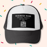 Upload QR code or Logo | Modern Black Trucker Hat<br><div class="desc">Simply replace with your own QR code or logo and customize text as you like.</div>