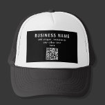 Upload QR code or Logo | Modern Black Trucker Hat<br><div class="desc">Simply replace with your own QR code or logo and customize text as you like.</div>