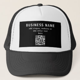 Upload QR code or Logo | Modern Black Trucker Hat