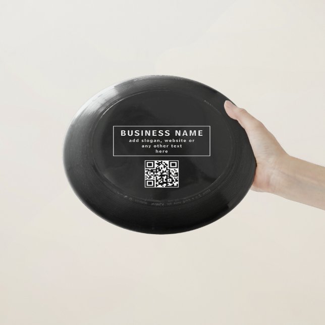 Upload QR code or Logo | Modern Black Wham-O Frisbee (In Hand)