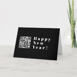 Upload QR code or Logo   Modern Happy New Years Card