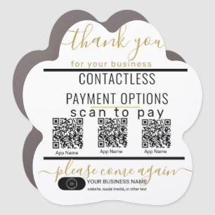 Upload QR Codes & Logo 3 Payment Apps Black & Whit Car Magnet