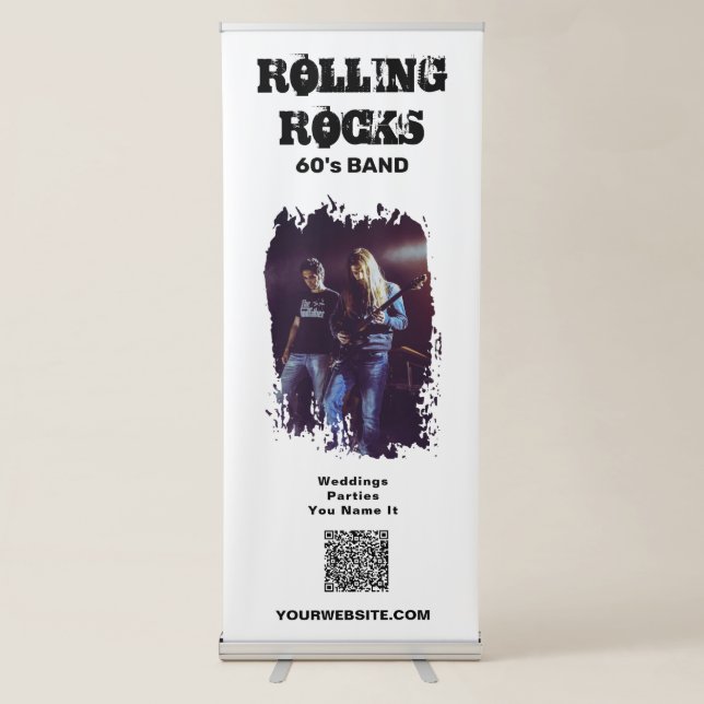 *~* UPLOAD QR + IMAGE Grunge Band Musician Music Retractable Banner (Front)