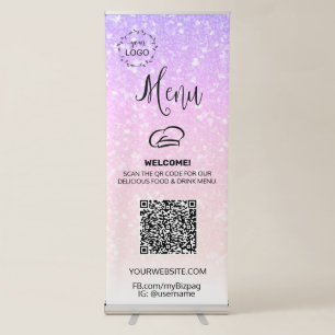 *~* UPLOAD QR + IMAGE LOGO Diner Lunch Restaurant  Retractable Banner
