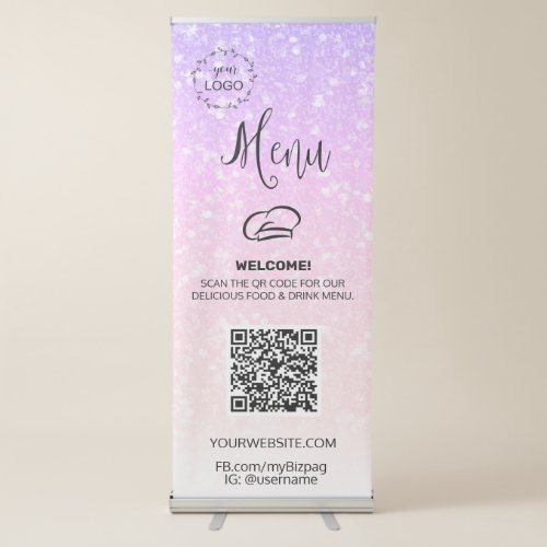  UPLOAD QR  IMAGE LOGO Diner Lunch Restaurant  Retractable Banner