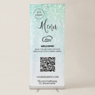 *~* UPLOAD QR + IMAGE LOGO Fine Restaurant Diner Retractable Banner