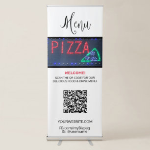 *~* UPLOAD QR + IMAGE PIZZA Italian Restaurant  Retractable Banner