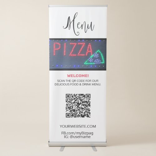  UPLOAD QR  IMAGE PIZZA Italian Restaurant  Retractable Banner