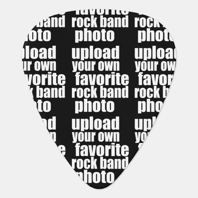 upload rock band photo (with name) black guitar pick (Front)