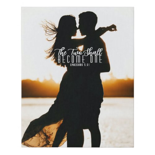 Upload Silhouette Two Shall Become One Wedding Faux Canvas Print