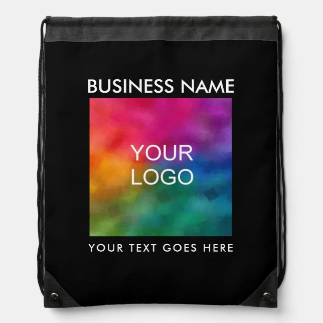 Upload Your Business Company Logo Add Text Trendy Drawstring Bag (Front)