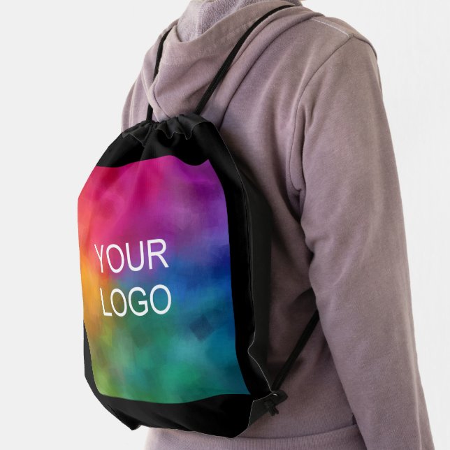 Upload Your Business Company Logo Custom Template Drawstring Bag (Insitu)