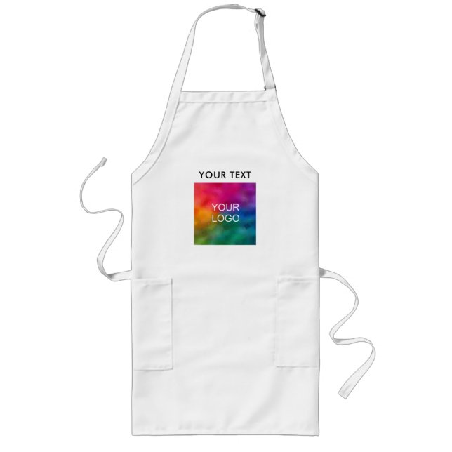 Upload Your Business Company Logo Here Add Text Long Apron (Front)