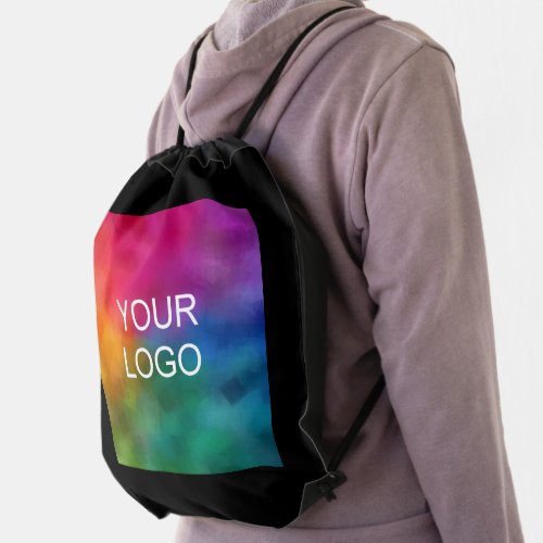 Upload Your Business Company Logo Personalized Drawstring Bag
