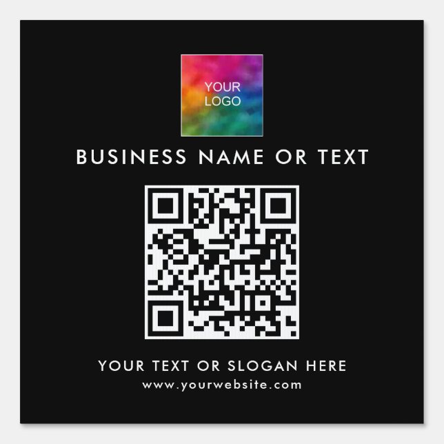 Upload Your Business Logo Simple QR Code Yard Sign (Front)