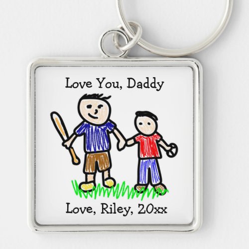 Upload Your Childs Artwork  Cute Fathers Day  Keychain