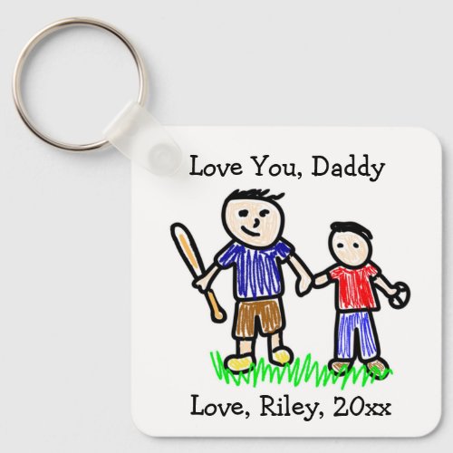 Upload Your Childs Artwork  Cute Fathers Day  Keychain