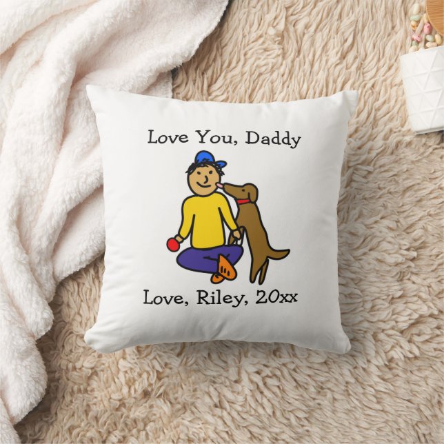 Upload Your Child's Artwork | Cute Father's Day  Throw Pillow (Blanket)