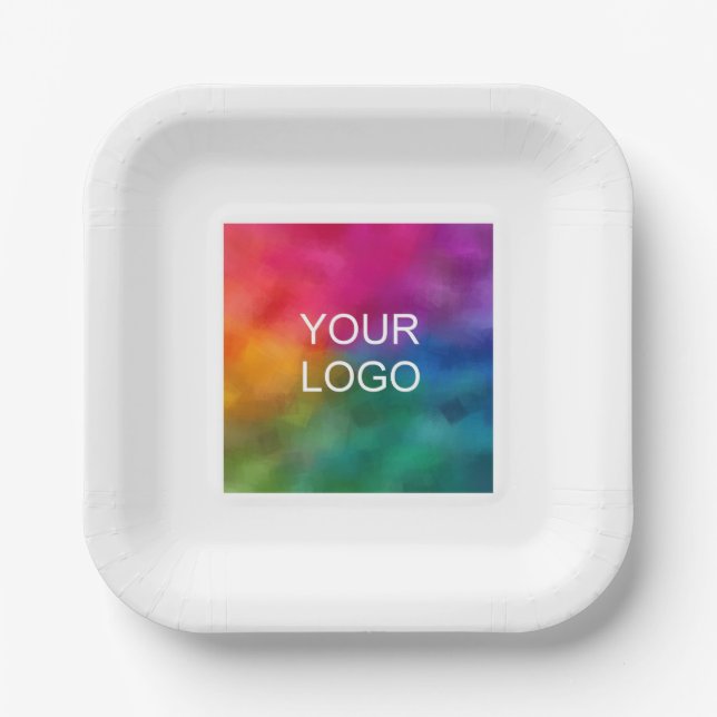 Upload Your Company Business Logo Here Text Custom Paper Plates (Front)