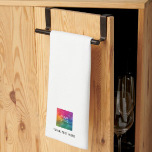 Upload Your Company Logo Custom Text Template Kitchen Towel