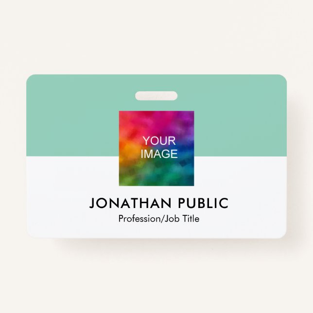 Upload Your Company Logo Employee Photo Name Badge (Front)