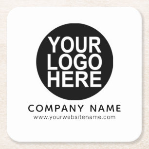 Upload Your Company Logo Square Paper Coaster