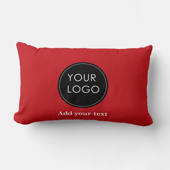Upload Your Custom Business Logo To Holiday Red Lumbar Pillow (Front)