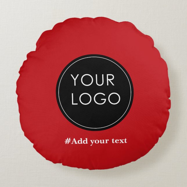 Upload Your Custom Business Logo To Holiday Red Round Pillow (Front)