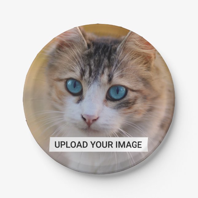 Upload Your Cute Cat Photo Paper Plates (Front)