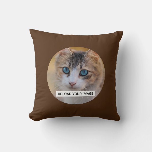 Upload Your Cute Cat Photo Throw Pillow (Front)