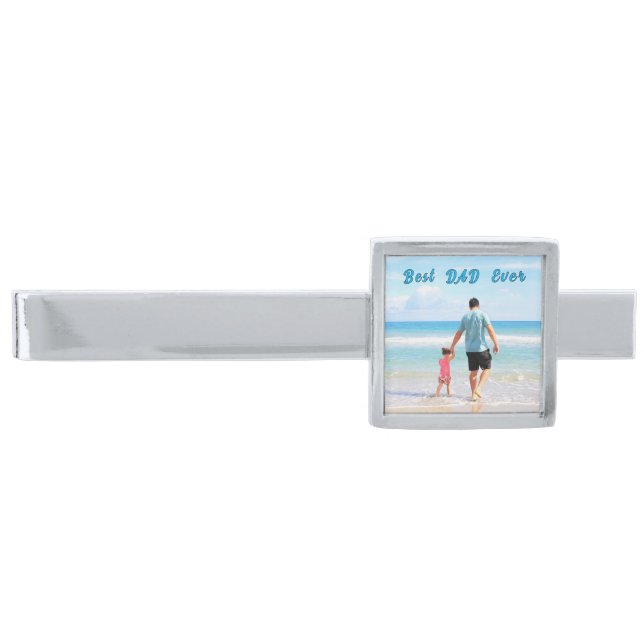 Upload Your Dad Photo Tie Bar Gift - Best Dad Ever (Front)
