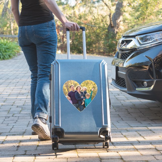 Upload Your Family Picture, Heart Shape Sticker (Suitcase Insitu)