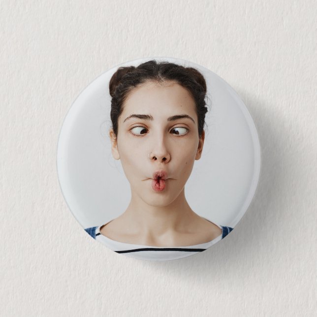 Upload Your Funny Face Photo Selfie  Button (Front)