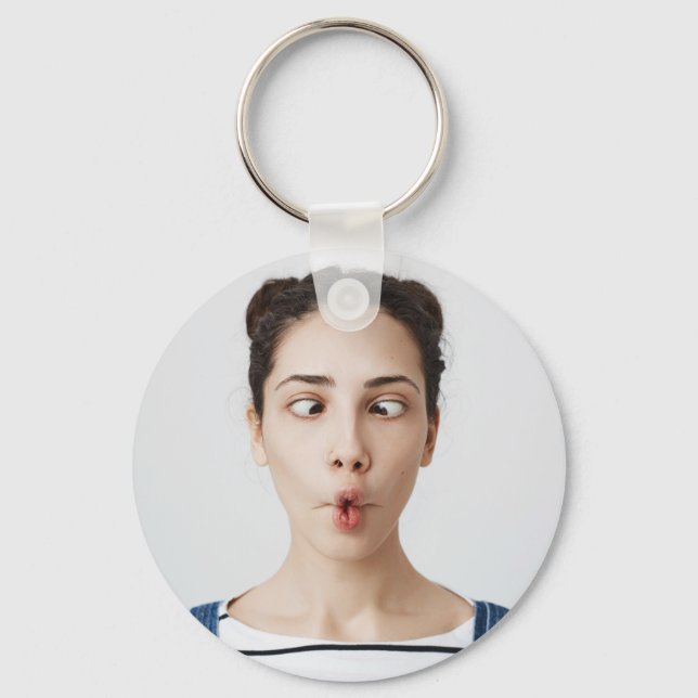 Upload Your Funny Face Photo Selfie Keychain (Front)