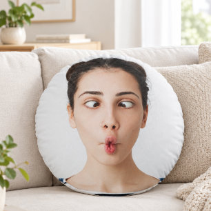 Upload Your Funny Face Photo Selfie Round Pillow