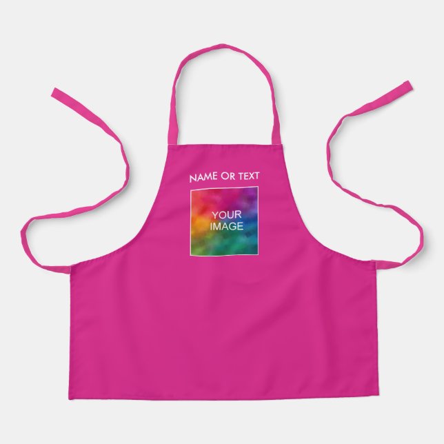 Upload Your Image Photo Here Add Text Or Name Pink Apron (Front)