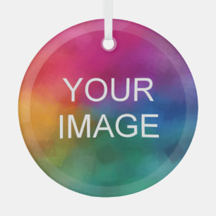 Upload Your Image Photo or Logo Custom Circle Glass Ornament