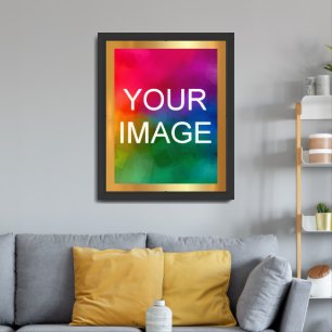 Upload Your Image Picture Photo on Gold Background Framed Art