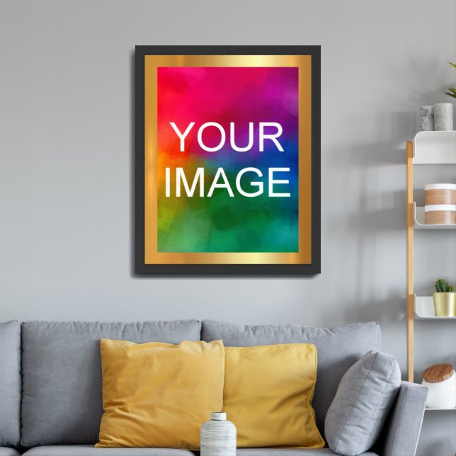 Upload Your Image Picture Photo on Gold Background Framed Art (Living Room 3)