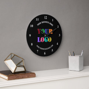 Upload Your Logo Add Text Info Branded Clock