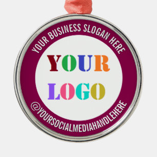 Upload Your Logo Add Text Social Media Promotional Metal Ornament