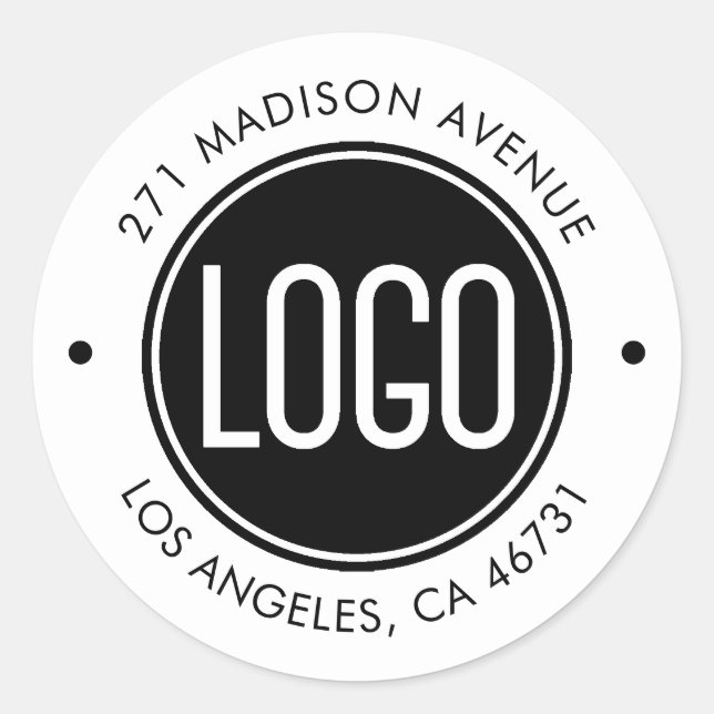 Upload Your Logo and Company Address Classic Round Sticker (Front)