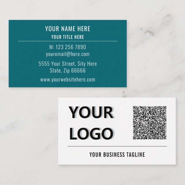 Upload Your Logo and QR Code Business Card Example (Front/Back)