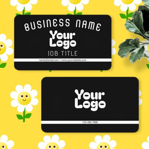 Upload Your Logo  Black  White editable Business Card